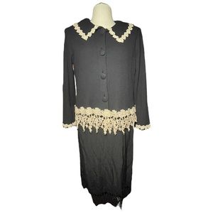 PEACES USA Two Piece Classic Vintage Lace Dress Set